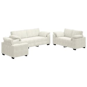 vidaXL 3-tlg. Sofagarnitur mit Kissen Creme Samt