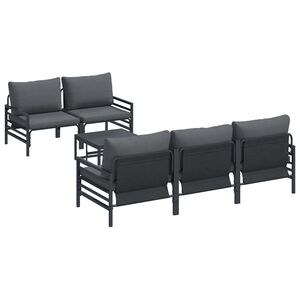 vidaXL Gartensofa-set mit Kissen 6 pcs Schwarz Stahl