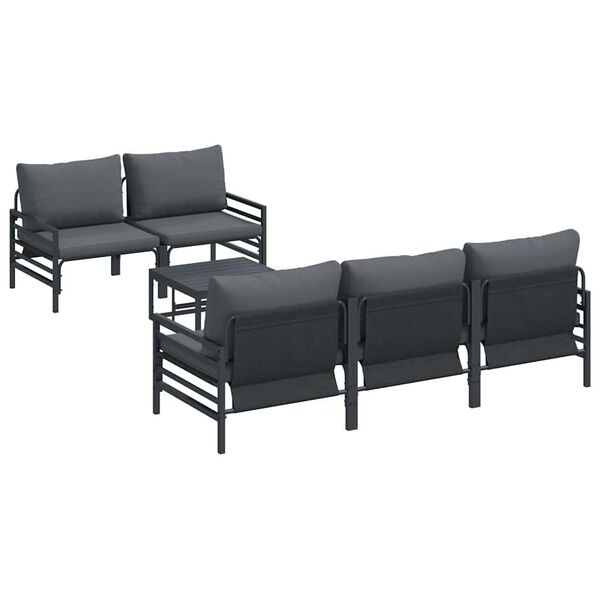 vidaXL Garten-Sofa-Set mit Kissen 6 pcs Anthrazit Stahl & Stoff