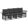vidaXL Outdoor-Sofagarnitur 4 pcs Schwarz und Dunkelgrau Polyester