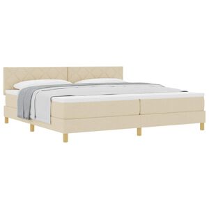 vidaXL Boxspringbett mit Matratze Creme 200 x 200 cm Stoff