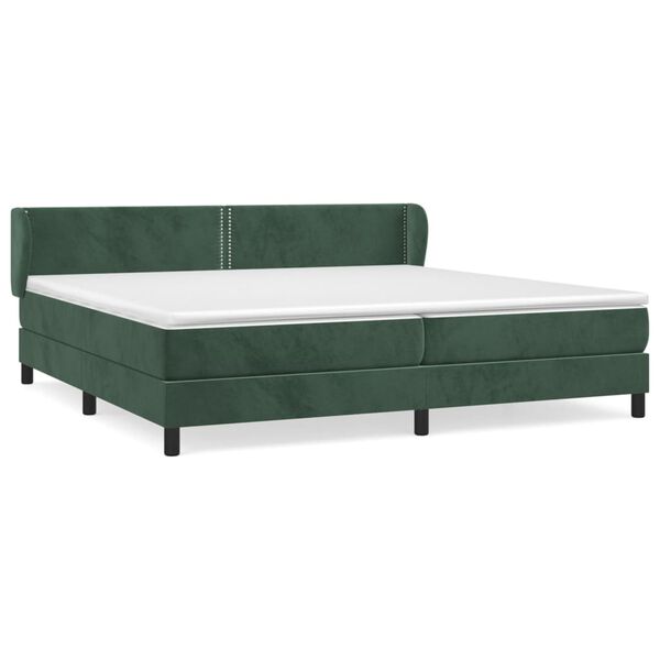 vidaXL Boxspringbett mit Matratze Dunkelgr&uuml;n 200x200 cm Samt