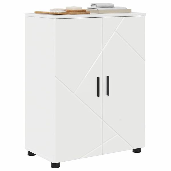 vidaXL Badezimmerschrank mit Speicher Hochglanz Wei&szlig; 60 x 35 x 80 cm