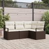 vidaXL Sofa Set mit Kissen Braun Poly Rattan