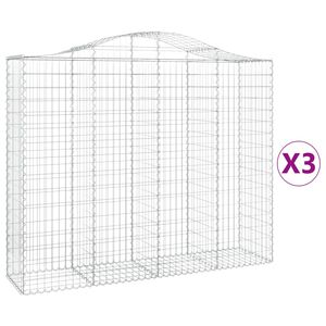 vidaXL Gabionen mit Hochbogen 3 Stk. 200x50x160/180cm Verzinktes Eisen