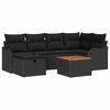 vidaXL Gartensofa-set mit Kissen 7 pcs Schwarz Poly Rattan
