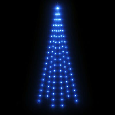 vidaXL LED-Weihnachtsbaum für Fahnenmast Blau 108 LEDs 180 cm