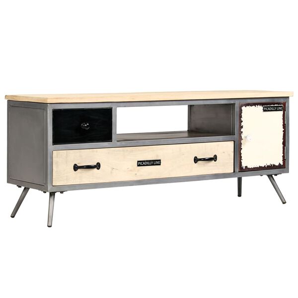vidaXL TV-Schrank Massivholz Mango und Stahl 120x30x45 cm