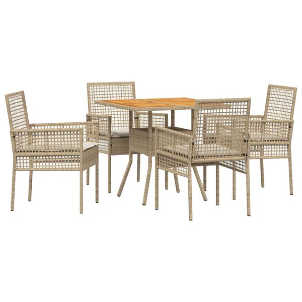 vidaXL Garten Essgruppe 5 pcs Beige Poly-Rattan