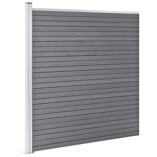 vidaXL WPC Zaun-Set 3 Quadrate + 1 Schräge 619x186 cm Grau