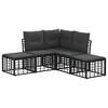 vidaXL Outdoor-Sofagarnitur mit Kissen 4 pcs Schwarz Polyester