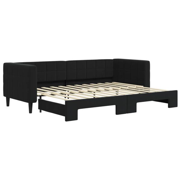 vidaXL Tagesbett Ausziehbar Schwarz 80x200 cm Samt
