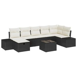 vidaXL Gartensofa-set mit Kissen 8 pcs Schwarz Poly-Rattan