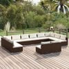 vidaXL 12-tlg. Garten-Lounge-Set mit Kissen Braun Poly Rattan