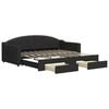 vidaXL Tagesbett Ausziehbar mit Schubladen Schwarz 90x190 cm Stoff