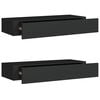 vidaXL Wandregale mit Schubladen 2 Stk. Schwarz 60x23,5x10 cm MDF