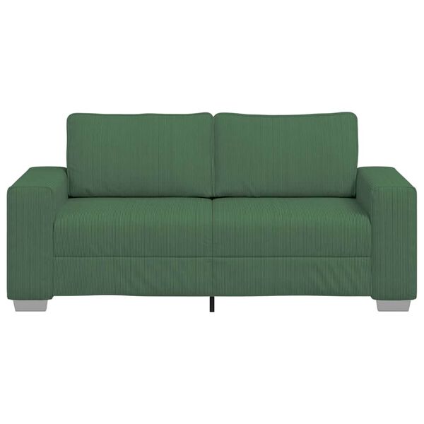 vidaXL Zweisitzer-Sofa Dunkelgr&uuml;n 180x77x82 cm Cordstoff