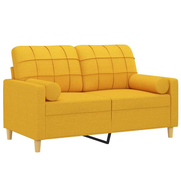 vidaXL 2-Sitzer-Sofa mit Kissen Hellgelb 120 cm Stoff