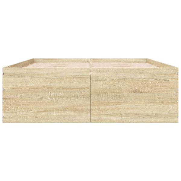 vidaXL Bettgestell Sonoma-Eiche 135x190 cm Holzwerkstoff