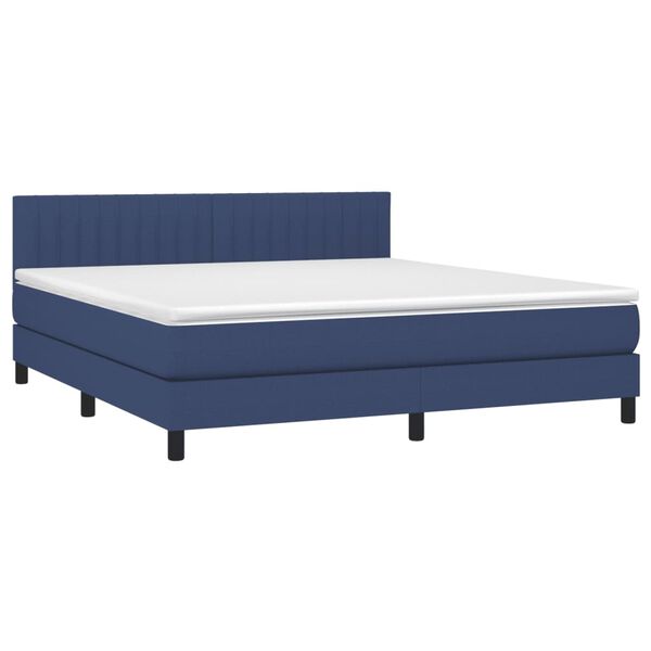 vidaXL Boxspringbett mit Matratze Blau 160x200 cm Stoff