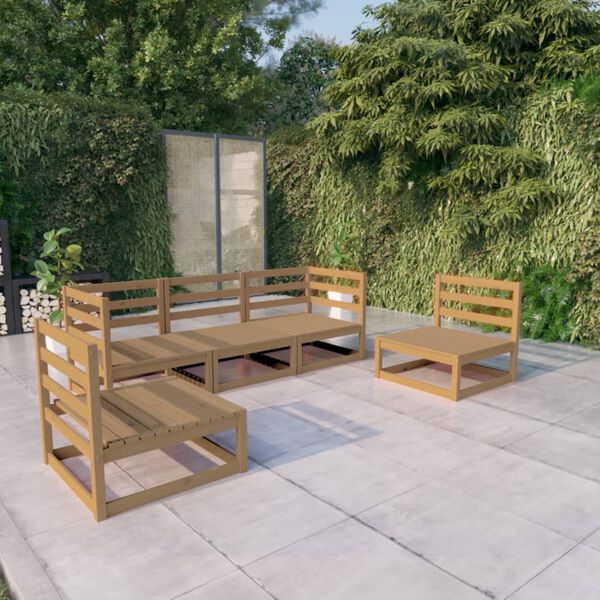 vidaXL 5-tlg. Garten-Lounge-Set Honigbraun Massivholz Kiefer