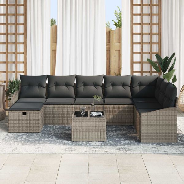 vidaXL Sofa Set mit Kissen 8 pcs Poly-Rattan
