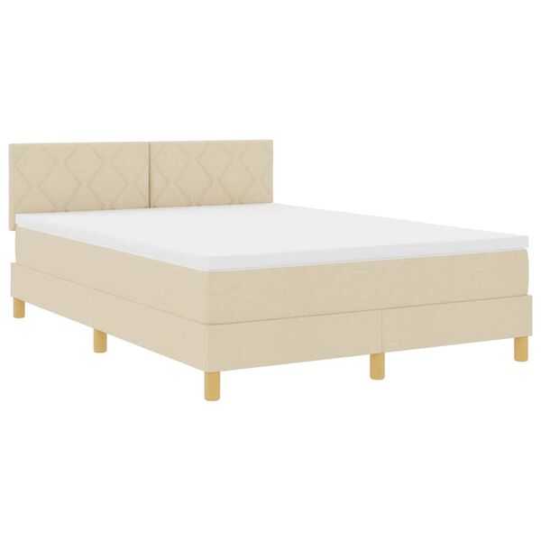 vidaXL Boxspringbett mit Matratze Creme 140 x 200 cm Stoff