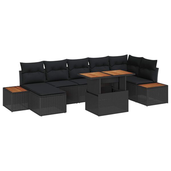 vidaXL Garten Essgruppe mit Kissen 8 pcs Schwarz und Braun