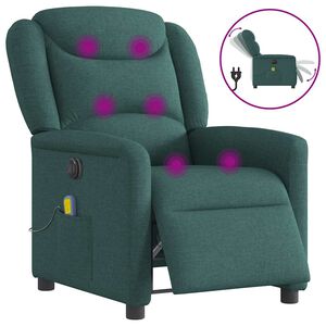 vidaXL Massagesessel Elektrisch Dunkelgr&uuml;n Stoff