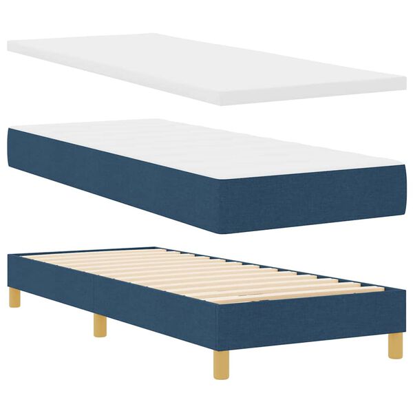 vidaXL Boxspringbett mit Matratze mit Kopfteil Blau 80 x 200 cm Stoff