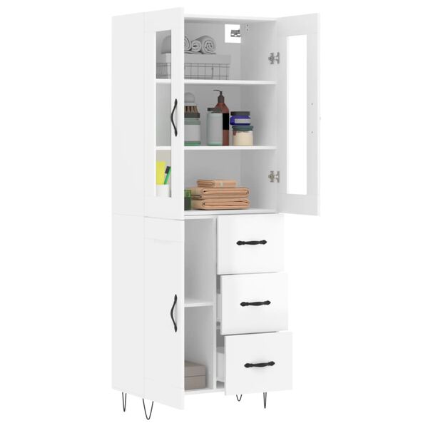 vidaXL Highboard Hochglanz-Wei&szlig; 69,5x34x180 cm Holzwerkstoff