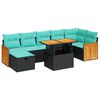 vidaXL 8-tlg. Garten-Sofagarnitur mit Kissen Grau Poly Rattan Akazie