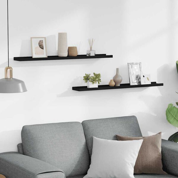 vidaXL Bilderleisten 2 Stk. Schwarz 80x9x3 cm MDF