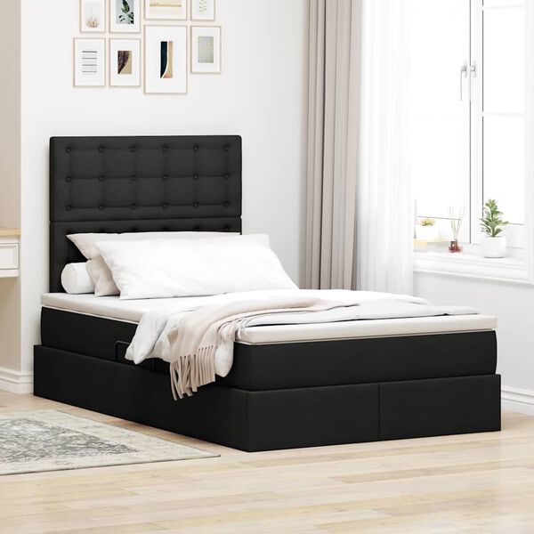 vidaXL Bett mit Stauraum und LED Schwarz 120 x 190 cm Polyester