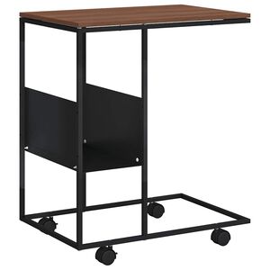vidaXL Beistelltisch mit Rollen Schwarz 55x36x63,5 cm Holzwerkstoff