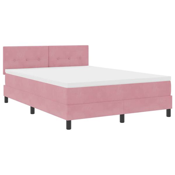 vidaXL Boxspringbett mit Kopfteil Rosa 160 x 200 cm Samt