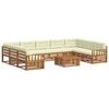 vidaXL Outdoor-Sofagarnitur 10 Stk. Natur und Creme Massivholz Akazie