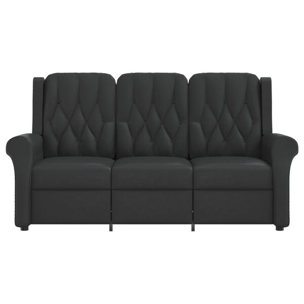 vidaXL 3-Sitzer Massagesessel Schwarz Glänzend Kunstleder