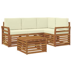 vidaXL Outdoor-Sofagarnitur mit Kissen 5 pcs Natur und Creme