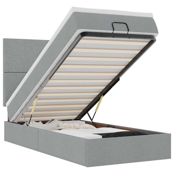 vidaXL Ottoman-Bett mit Matratze Hellgrau 80x200 cm Stoff