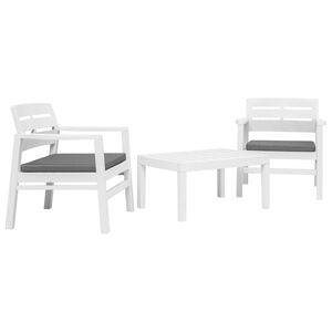 vidaXL 3-tlg. Garten-Essgruppe Wei&szlig; Kunststoff