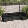 vidaXL Garten-Sofa-Set mit Kissen 6 pcs Schwarz Poly Rattan