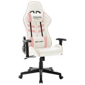 vidaXL Gaming-Stuhl Wei&szlig; und Rosa Kunstleder