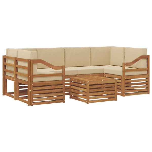 vidaXL Sofagarnituren 7 pcs Natur und Beige Massivholz Akazie