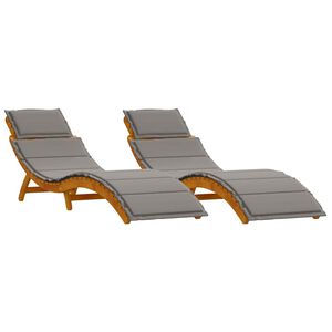 vidaXL Sonnenliege 2 stk. Massivholz Akazie Grau