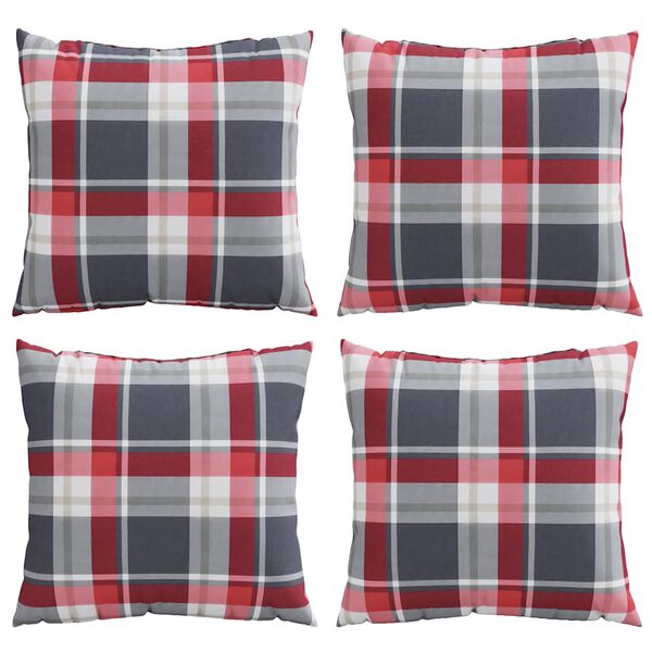 vidaXL Sofakissen 4 Stk. Rot Karomuster 40x40 cm Stoff