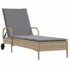 vidaXL Sonnenliegen mit Auflagen 2 Stk. Beige Poly Rattan
