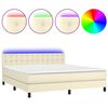 vidaXL Boxspringbett mit Matratze & LED Creme 160x200 cm Kunstleder