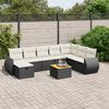 vidaXL 9-tlg. Garten-Sofagarnitur mit Kissen Schwarz Poly Rattan