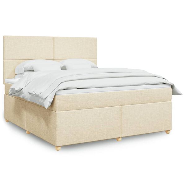 vidaXL Boxspringbett mit Matratze Creme 180x200 cm Stoff